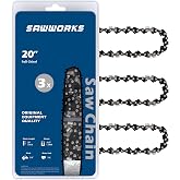 SawWorks 20 Inch Chainsaw Chain 3/8" Pitch .050" Gauge 70 Drive Links | Fits Echo CS-590 Timber Wolf, CS-600P, 72LPX70CQ, Poulan PP5020AV, PR5020, Oregon D70, E70 and More(3 Chains), Full Chisel