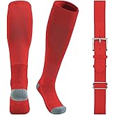 QBK Youth Baseball Socks & Belt Combo Set for Kids 2-16 Years -Softball/Tee Ball Accessories (1 Pair + 1 Belt, Unisex)