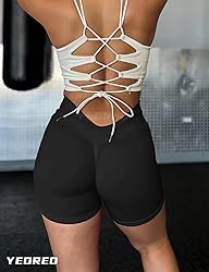 YEOREO Workout Scrunch Shorts Women V Back Gym Butt