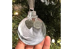 DEMACIYA Clear Christmas Memorial Ornament Feather Ball, A Piece of My Heart is in Heaven, Christmas Tree Memorial Hanging Pendant Gift for Mom, Dad, Son, Daughter,Sister, Brother, Grandma, Grandpa 2.4''/60 mm