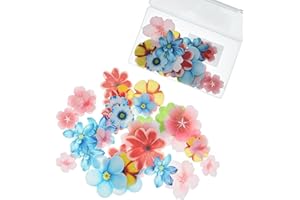 YOcity 70Pcs Edible Flowers Cake Cupcake Toppers Luau Hawaii Flowers Wafer Paper Flower Cake Decorations for Wedding Birthday