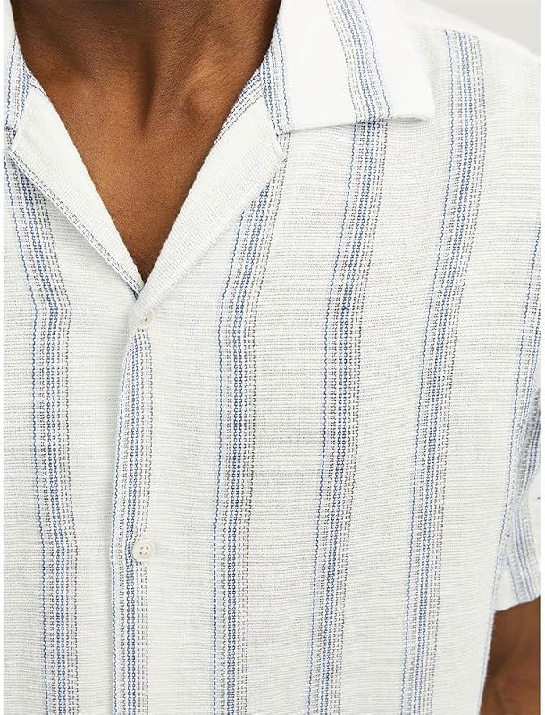 Herren Jornoto Stripe Resort Shirt Ss Kurzarmhemd, Cloud Dancer, S