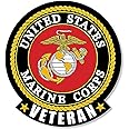 Round United States Marine Corps with Veteran Tab Sticker (Vet Logo Insignia US U.S. Vinyl Decal for Cars, Trucks and Laptops (3 inch) USMC Licensed