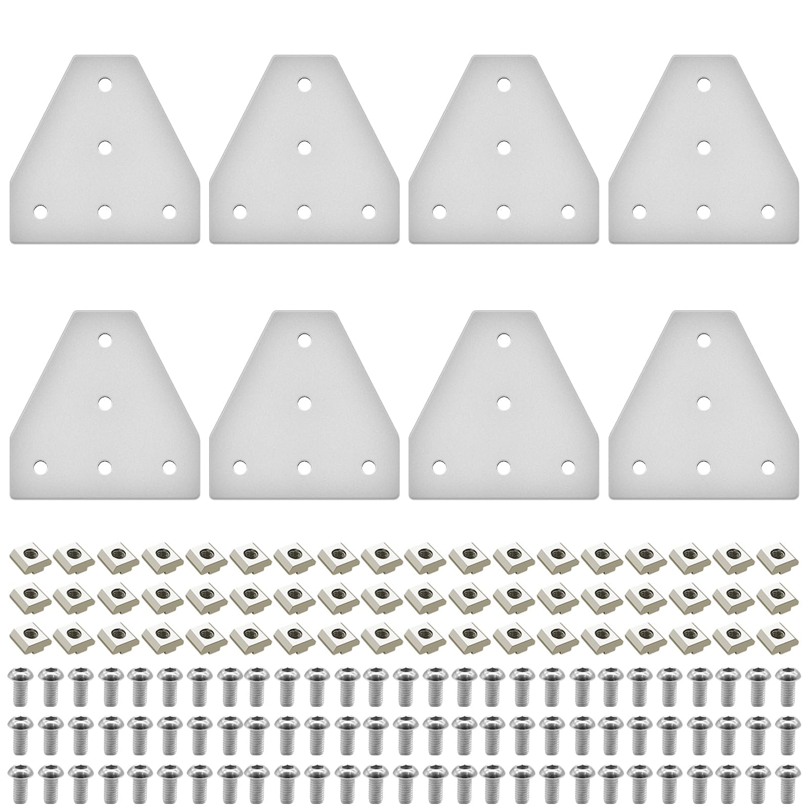 IMETRX 8pcs 3030 Brackets T Plate Connector Joint Plate T Slot Hardware V Slot Accessories 3030 Aluminum Extrusion Bracket Silver