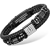 VNOX Cross Bracelet for Men - Double-Row Braided Leather Faith Bible Verse American Flag Bracelets for Men Jewelry Gift Religious Baptism Easter Gifts for Young Men Teenage,Adjustable Wristband