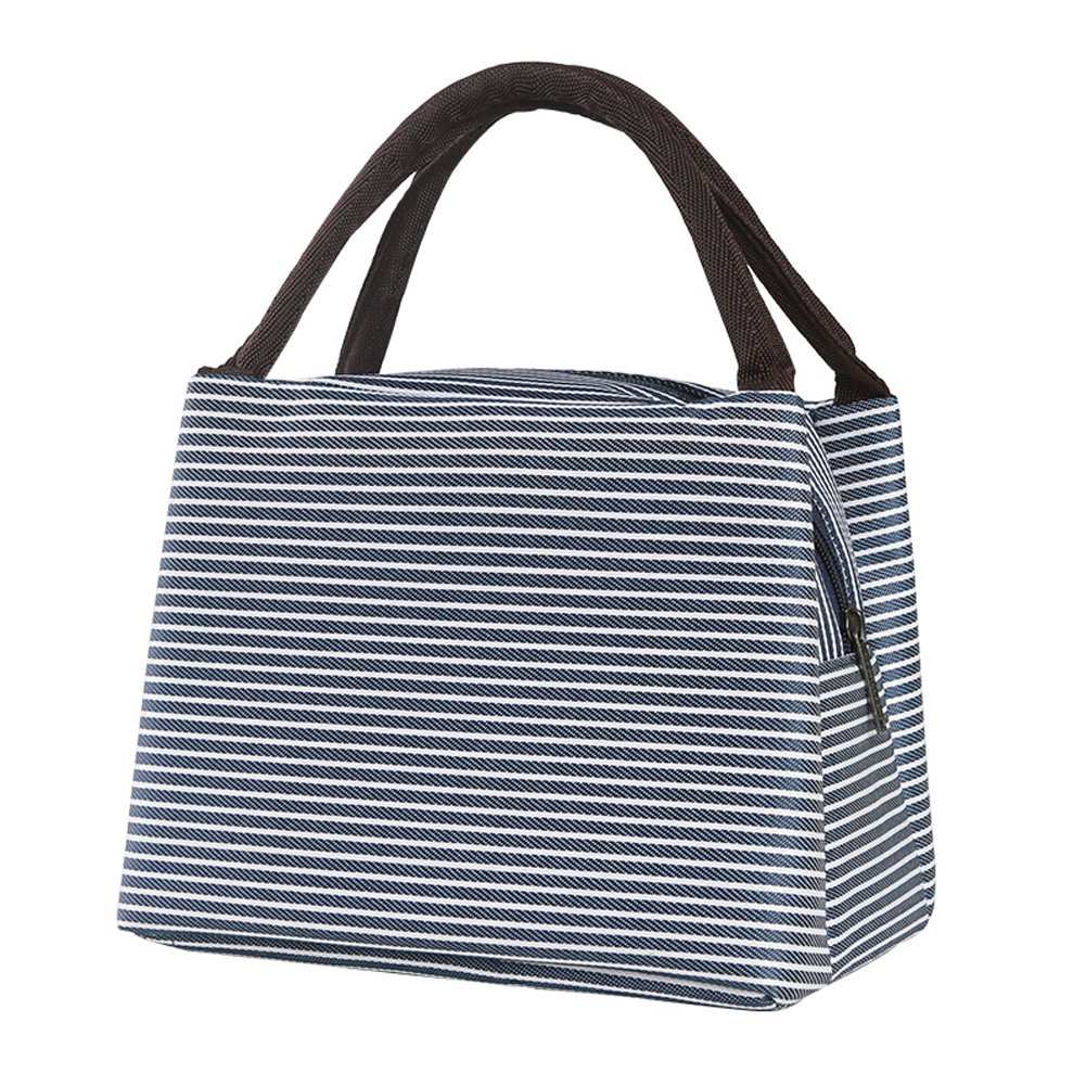 XYBH Isolierte Lunchbag Lunchbox Einkaufstasche Kühltasche für Männer Frauen Erwachsene Kinder Wasserdichte Oxford-Stoff-Picknick-Kühltasche (21 * 17 * 16 cm) (Blau Weiß)