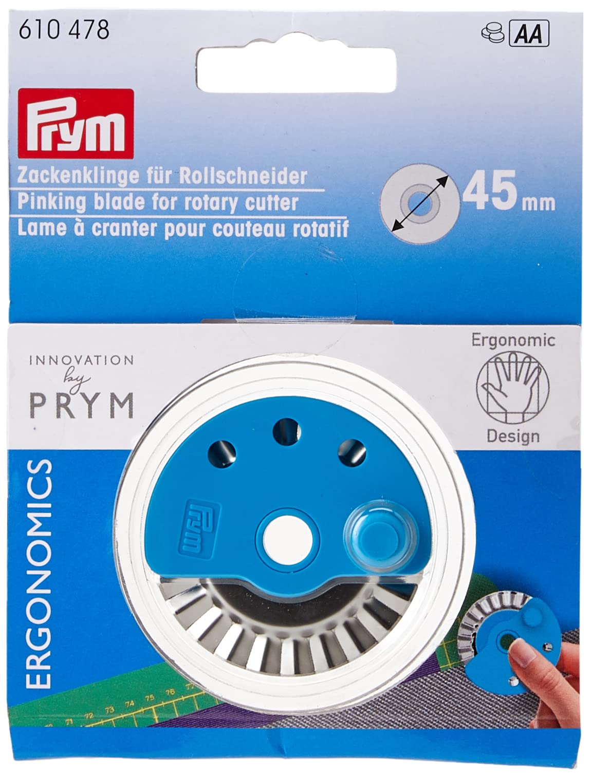 Prym Pinking Blade for Rotary Cutter Ergonomics 45 mm x 1, Multi, One Size