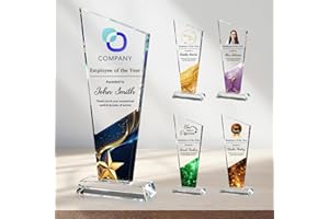 weokooly Personalized Crystal Trophy Award - Custom Plaque Award with Text Logo Photo - Awards and Trophies for Farewell Reti