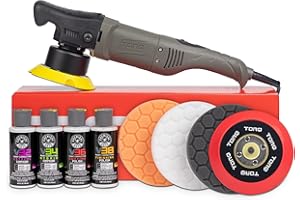 Chemical Guys 10FX Random Orbital Polisher Kit - 9-Piece Detailing Kit - Torqx Polisher, Pads, Polishes, and Compounds, 700W 8mm Orbit, Digital Display, Safe for Cars, Trucks, SUVs & More