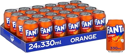 Fanta Orange Can 330 ml Pack of 24 | Refreshing Carbonated Soft Drink
