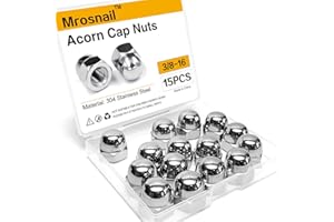 Mrosnail 3/8-16 Acorn Nuts Kit - 15PCS, 304 Stainless Steel, Metric Hex Cap Nut Assortment, Dome Head for Indoor & Outdoor Use