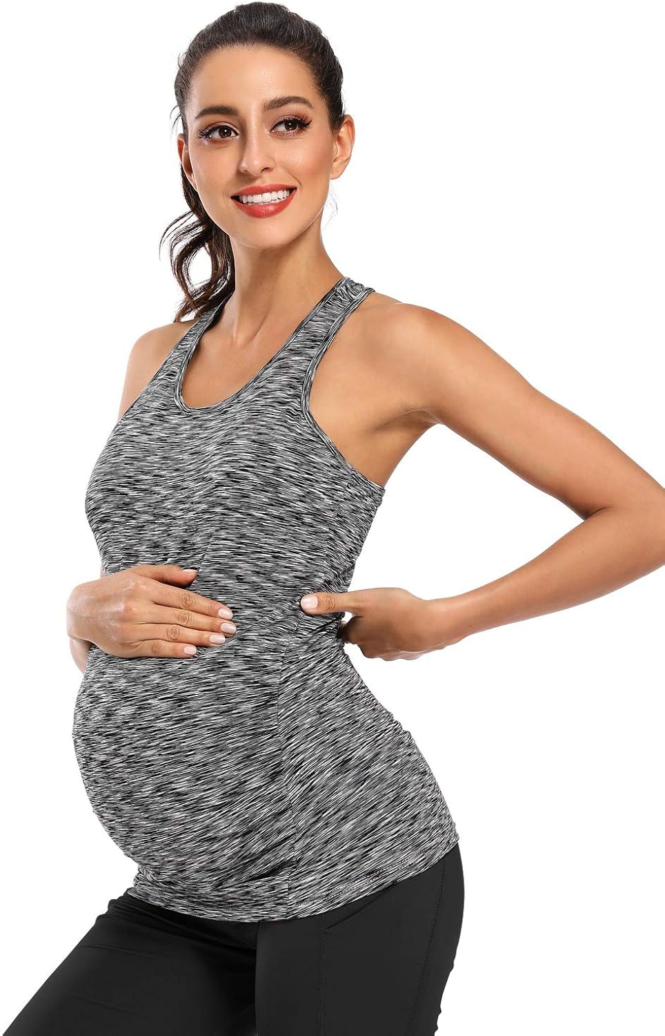 Glampunch 3PCS Maternity Yoga Tops Sleeveless Racerback Workout Athletic Maternity Tank Tops Pregnancy T-Shirts at  Women’s Clothing store