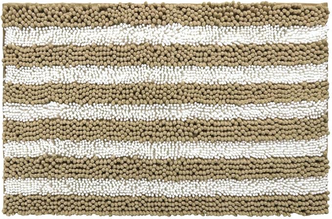 Amazon Com Seavish Luxury Chenille Bath Rugs 20 X 32 Khaki And White Shaggy Bathroom Rugs Mats Non Slip Soft Comfortable Water Absorbent Machine Washable Bath Mat Thick Plush Carpet Mats For Tub