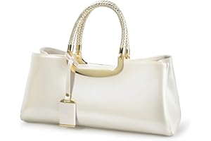 HOXIS Glossy Faux Patent Leather Structured Shoulder Handbag Women Evening Party Satchel