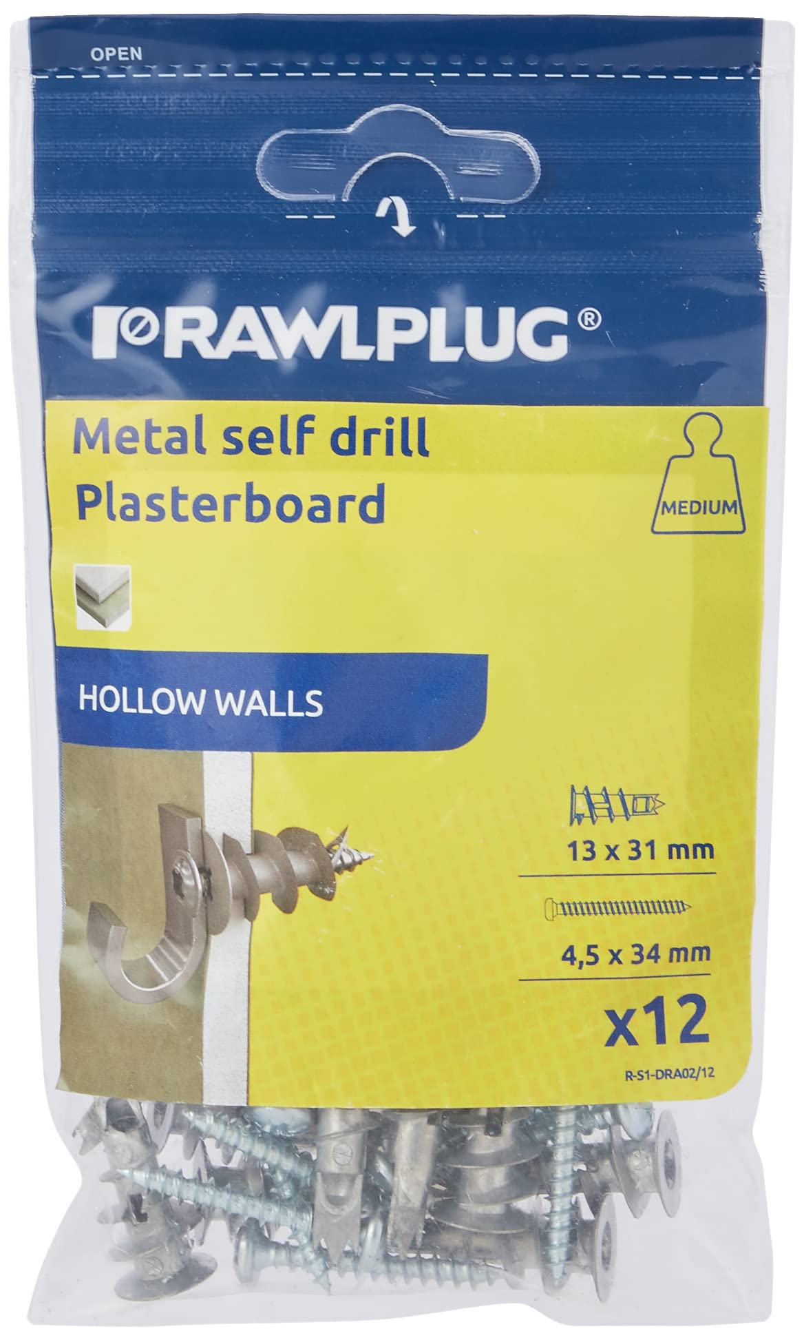 Rawlplug 07 115 Metal Selfdrill Plasterboard Fixing (12 pieces)