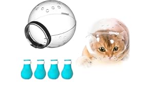Augegel Cat Muzzle and Boots, Adjustable Helmet for Grooming, Breathable Hood Face Mask for Shaving Head Bubble Cover, Anti Bite Cat Holder for Bathing