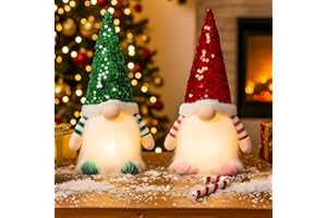 KAHF 2PCS Christmas Gnomes Decorations and Christmas Decorations Indoor Lighted - 12" Handmade Swedish Santa Gnomes Plush Cute Christmas Decor Elf Gift Xmas Table