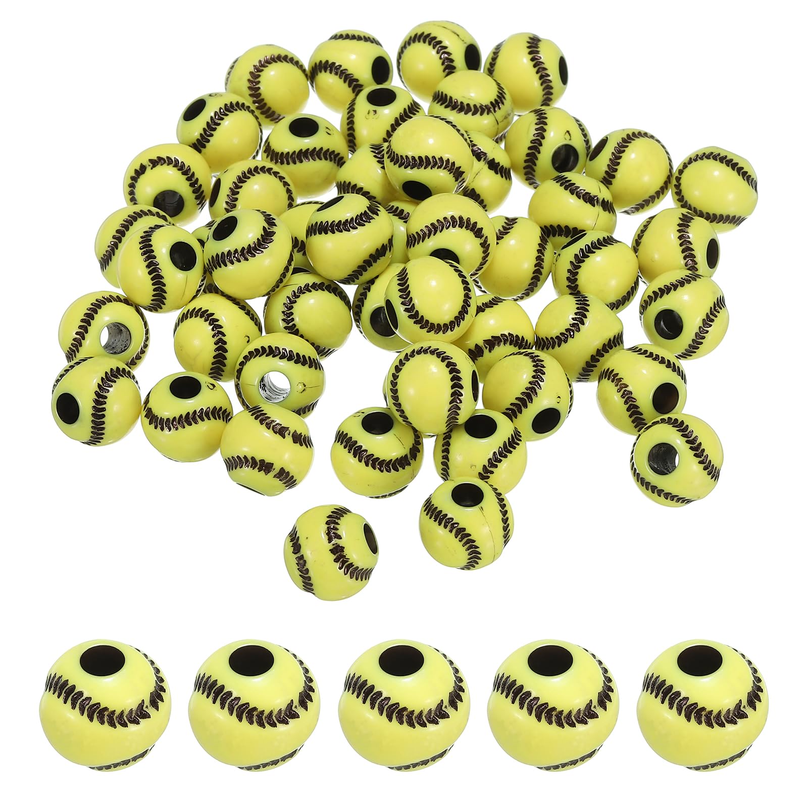 PATIKIL 12mm Sports Ball Beads, 100 Pcs Acrylic Softball Beads Bulk Round Sports Spacer Beads for DIY Crafts Bracelet Necklace Making, Yellow Black
