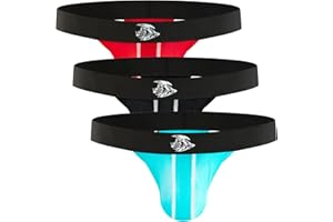 RM REAL MEN Real Men Nylon Mesh & Modal Thongs 3 Pack with ABCD Pouch - XS to XL Waist Size