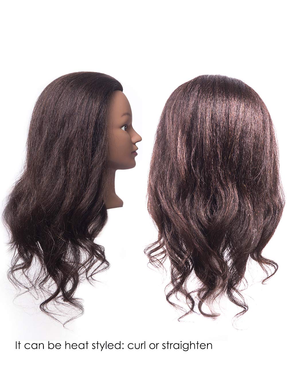 Cosmetology Mannequin Head with 100% Real Hair and Adjustable Stand 18-20\