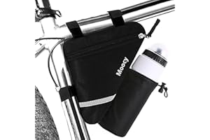 MOOCY Ultralight Reflective Bicycle Triangle Frame Bike Bag with Water Bottle Pouch -Black