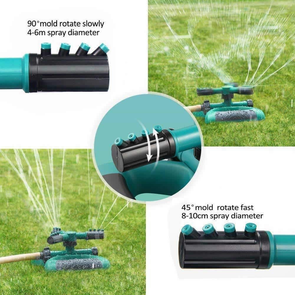 Dolwis Store Lawn Sprinkler, Automatic 360 Rotating Adjustable Garden Water Sprinklers Lawn Irrigation System Covering Large Area with Leak Free Design Durable 3 Arm Sprayer, Easy Hose Connection