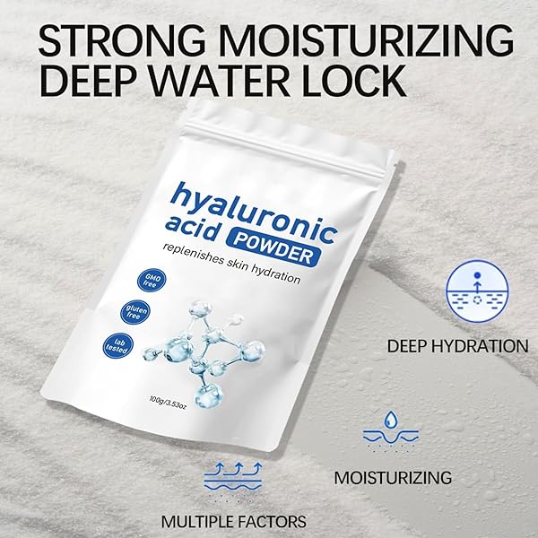 HYALURONIC ACID POWDER,100G/3.52OZ HYALURONIC ACID POWDER FOR SKINCARE, DIY FACIAL SERUM, WATER SOLUBLE HYDRATING INGREDIENT FOR SKIN MOISTURE