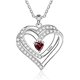 925 Sterling Silver Personalized Name Mom Necklace with 2-6 Heart Birthstones Custom Name Mother Chain Pendant Mother Day Christmas Gifts for Women Mom Grandma Wife