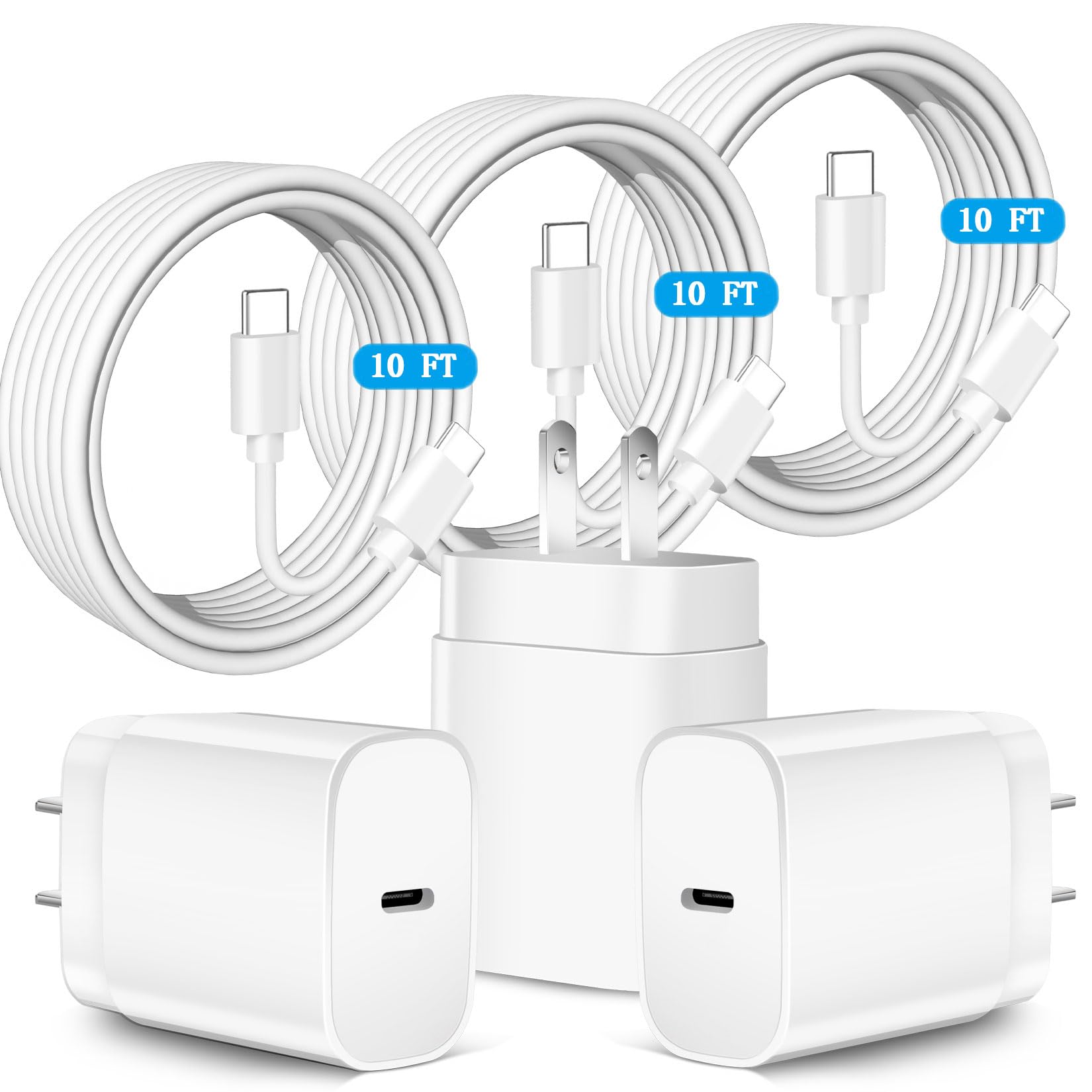 Samsung Super Fast Charger,Samsung Charger Fast Charging Block,3Pack 25WSamsung USB C Wall Charger,10FT Quick USB C Cable for SamsungGalaxy S26 Ultra/S26+/S25+/S24/S23/S22/S21+/Z Fold 7/6/Z Flip 7/6