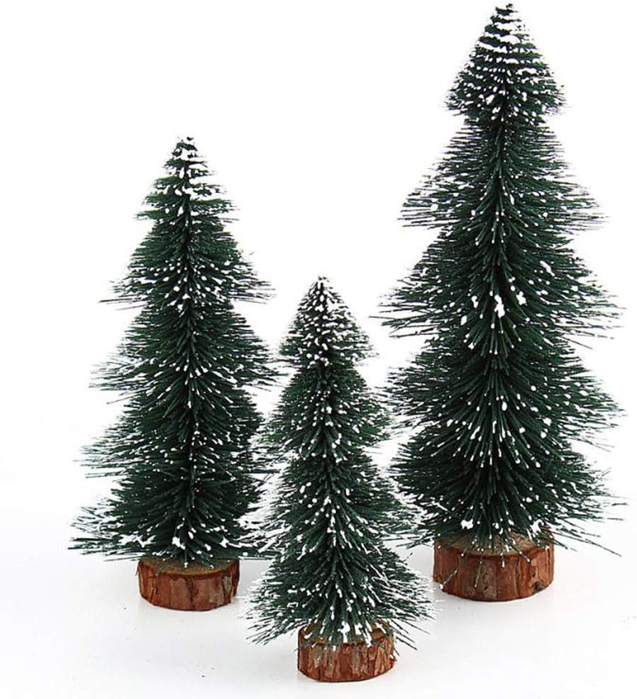 Highpot Mini Christmas Tree Green Sisal Snow Frost Trees Bottle Brush Trees Tabletop Christmas Trees for DIY Room Decor Table Top Decoration (5.9 inches)