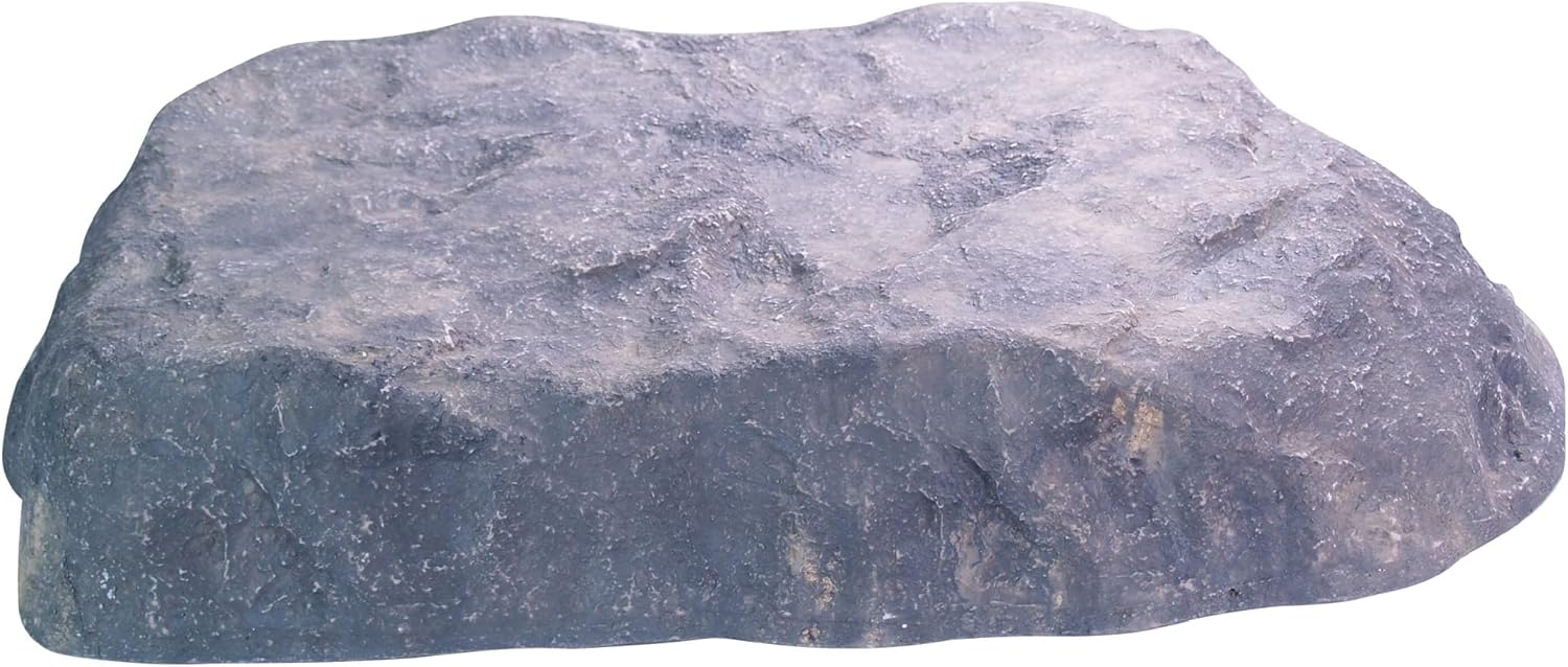 Hardscaping Materials - Airmax CrystalClear TrueRock Outdoor Faux Flat Rock Cover, Artificial Landscape Enclosure, Fake Decorative Landscaping Fiberglass Protection Lid, Realistic Natural Texture, Grey Stone, Medium Size