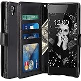 Xperia XA1 Case, LK Luxury PU Leather Wallet Case Flip Cover with Card Slots & Stand For Sony Xperia XA1 - Black