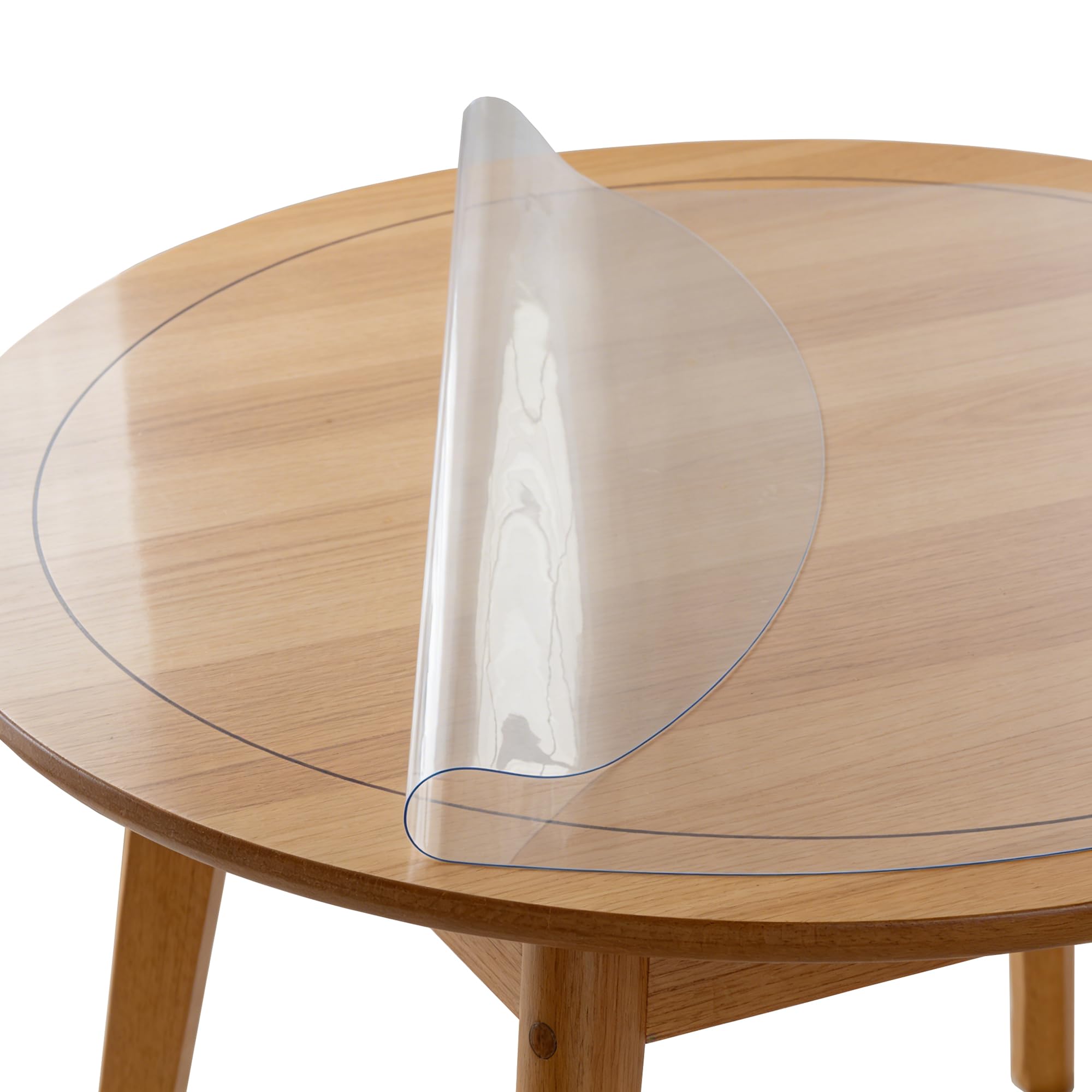 VITA FELICE Home Round Tablecover Waterproof PVC 1.5mm Thick Protector for Table/Desk Table Pads Table Covers Heat Protection Custom Size (60cm, Clear)