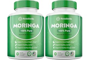 ZXNZX Moringa Powder Capsules - Pure Nutrient-Rich Moringa Powder - A Natural Green Antioxidant Superfood - Supports Energy, Skin Health, Gut Health+ - w/Essential Vitamins & Amino Acids(Pack of 2)