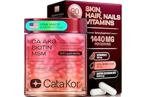 Cata-Kor Skin, Hair & Nails Supplement with Ca AKG | MSM | Hyaluronic Acid | Biotin | Vitamin C & Vitamin D3 K2 – Supports Radiant Skin, Promotes Shiny Hair & Strong Nails – 90 Capsules (1 Pack)