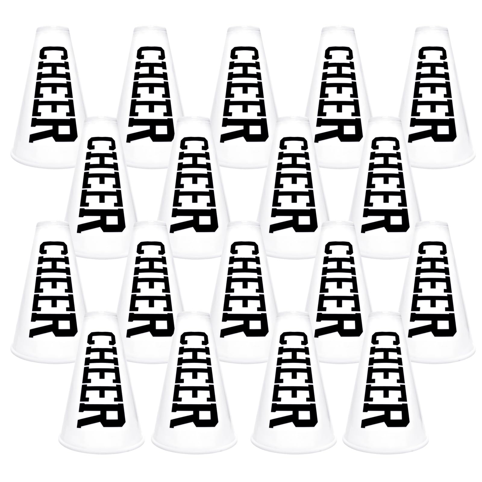 Photo 1 of 18 Pcs White Cheer Megaphone Noisemaker Bulk Mini Megaphones Toys Plastic Party Accessory Small Cheerleading Director Prop for Outdoor Sports Game