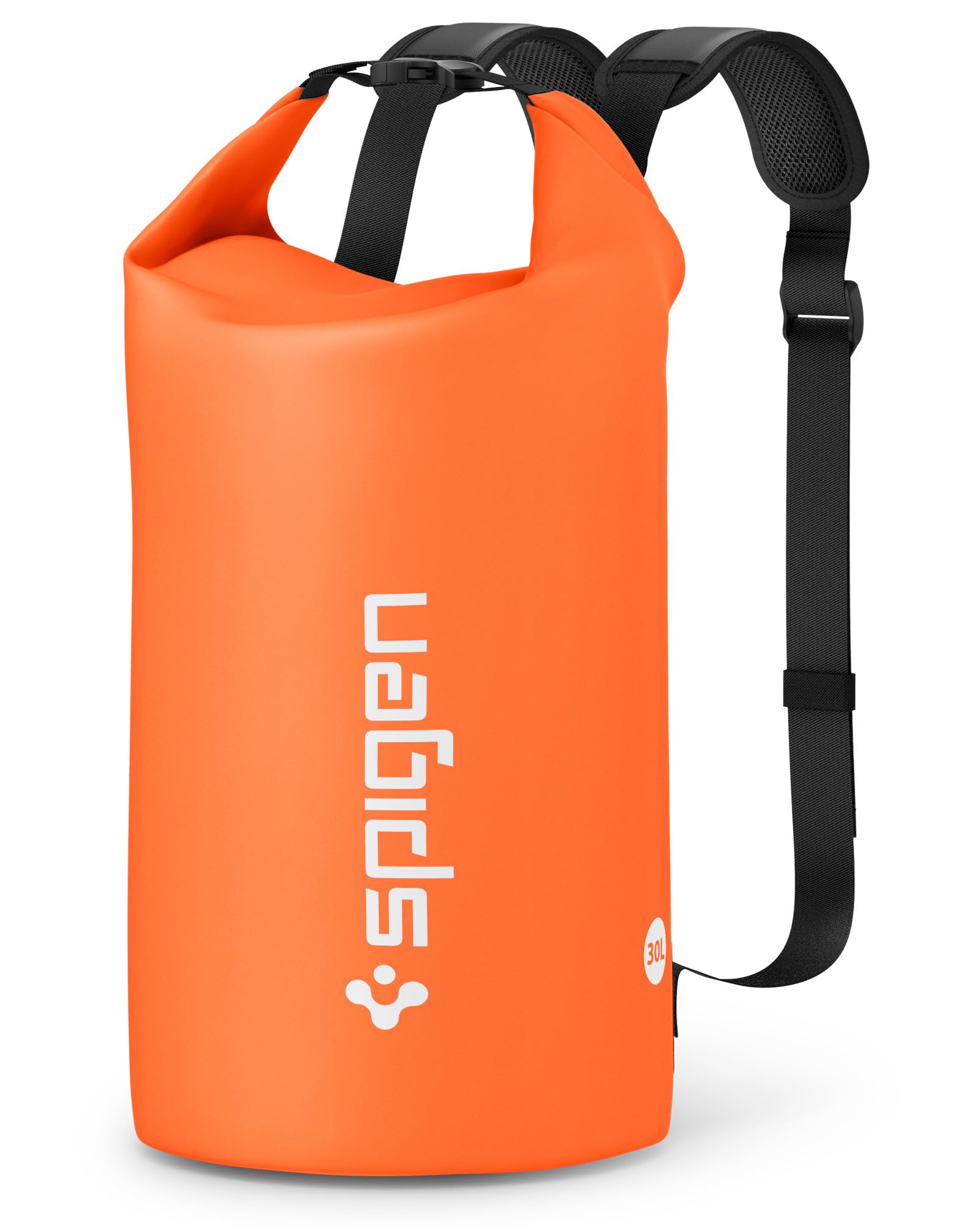 Spigen [30L [IPX5] Aqua Shield Waterproof Bag Dry Bag Backpack for Hiking, Extra Inner Pocket, Large Dry Sack, Swimming Kayaking Paddle Boarding, Robust & Anti-Scratch, Hiking Gear - Sunset Orange