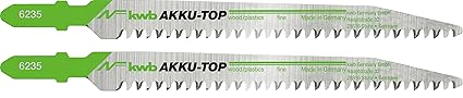 kwb AKKU TOP Stichsäge-Blätter im Zweier-Set zur Holzbearbeitung - Sägeblatt aus HCS Kohlenstoff-Stahl, Länge 116/87 mm - Mad