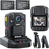 BOBLOV D7 2K Body Camera, 2 * 1950mAh Batteries with Charging Dock, IP67 Waterproof, Body Camera with Audio and Video Recording, 170° Wide-Angle, Night Vision for Security Law Enforcement(128G)