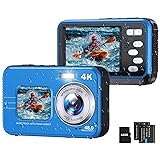 Underwater Camera, Selfie Dual Screens 4K 48MP 11FT