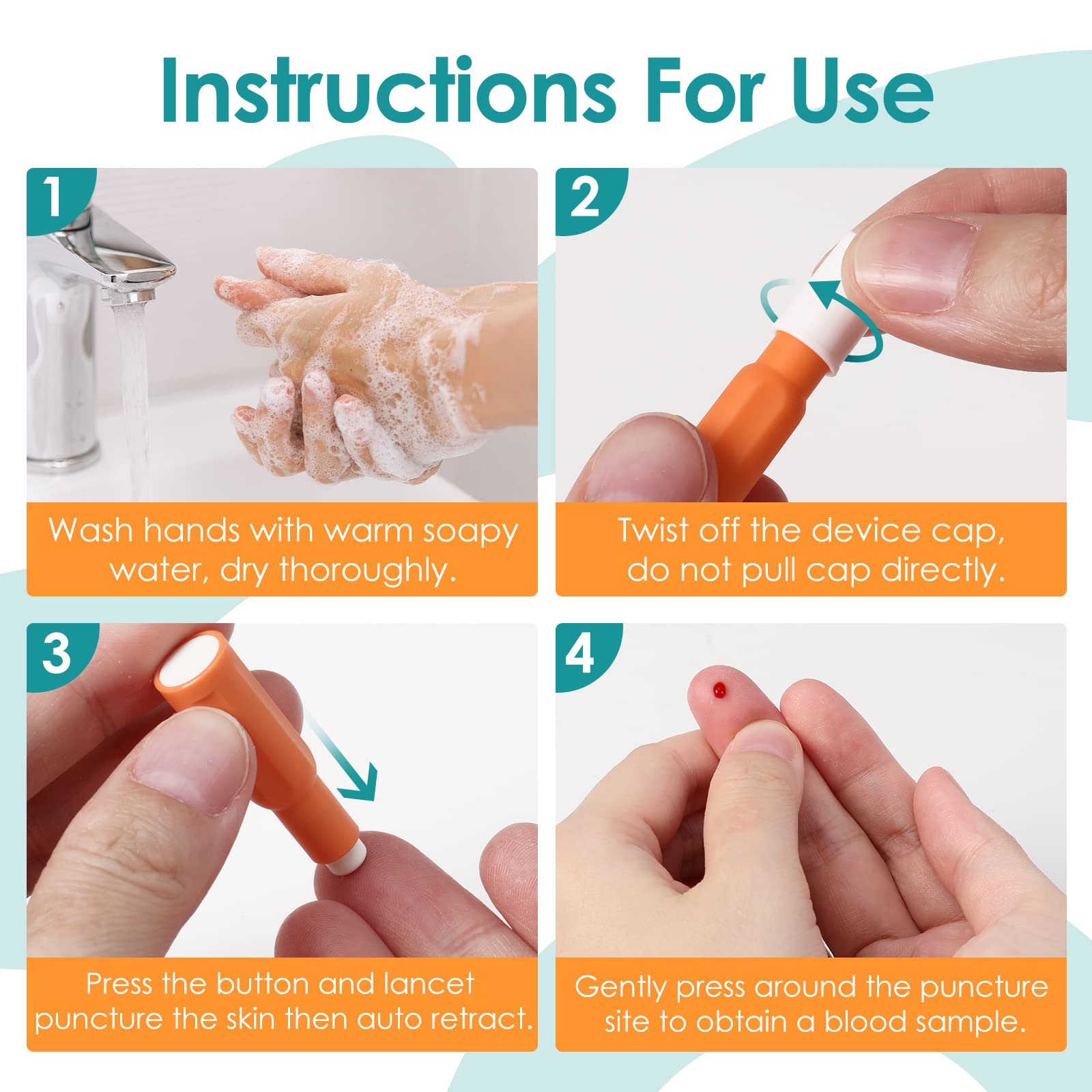 Glucoracy Safety Lancets, Sterile, Top Push Button Activated, 28 Gauge, 1.8 mm, 100 Count, 1 Pack