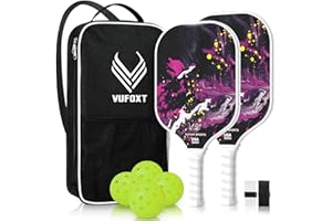 VUFOXT Pickleball Paddles Set of 2/4, USAPA Approved Carbon Fiber Surface Pickle Ball Set - 14mm PP Honeycomb Core of Lightweight Pickleball Rackets -Suitable for Beginners' Training and Game（Blue）