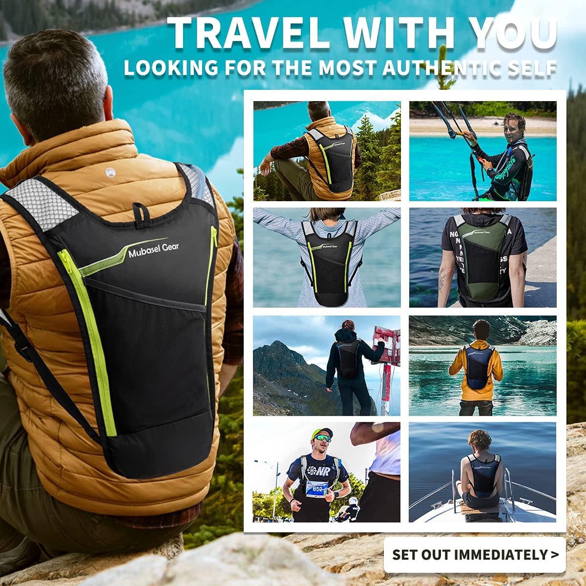 Mubasel Gear Hydration Backpack Pack with 2L BPA Free Bladder - Lightweight Pack Keeps Liquid Cool Up to 4 Hours- Outdoor Sports Gear for Running Hiking Cycling Skiing : Sports & Outdoors