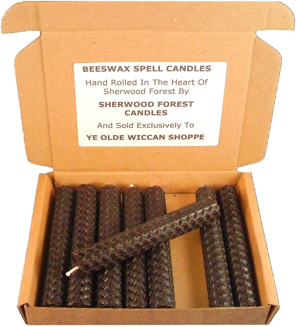 Set Of 8 Witch's Beeswax Spell Candles - Dark Brown - 10cm