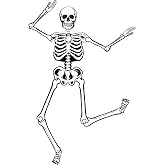 Halloween Skeletons Decorations, 3.2ft Large Paper Skeleton Decor Vintage Posable Jointed Skeleton for Halloween Birthday Spooky Party Windows Door Decorations (1 Pack)