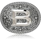 Itera Western Cowboy Initial Belt Buckle – Silver Large Letter A–Z for Men & Women