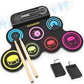 EKEMOND 7-Pads Electronic Drum Set Drum Pad with Headphone and Speaker, Drumsticks &amp; Pedals, Holiday Gifts for Kids