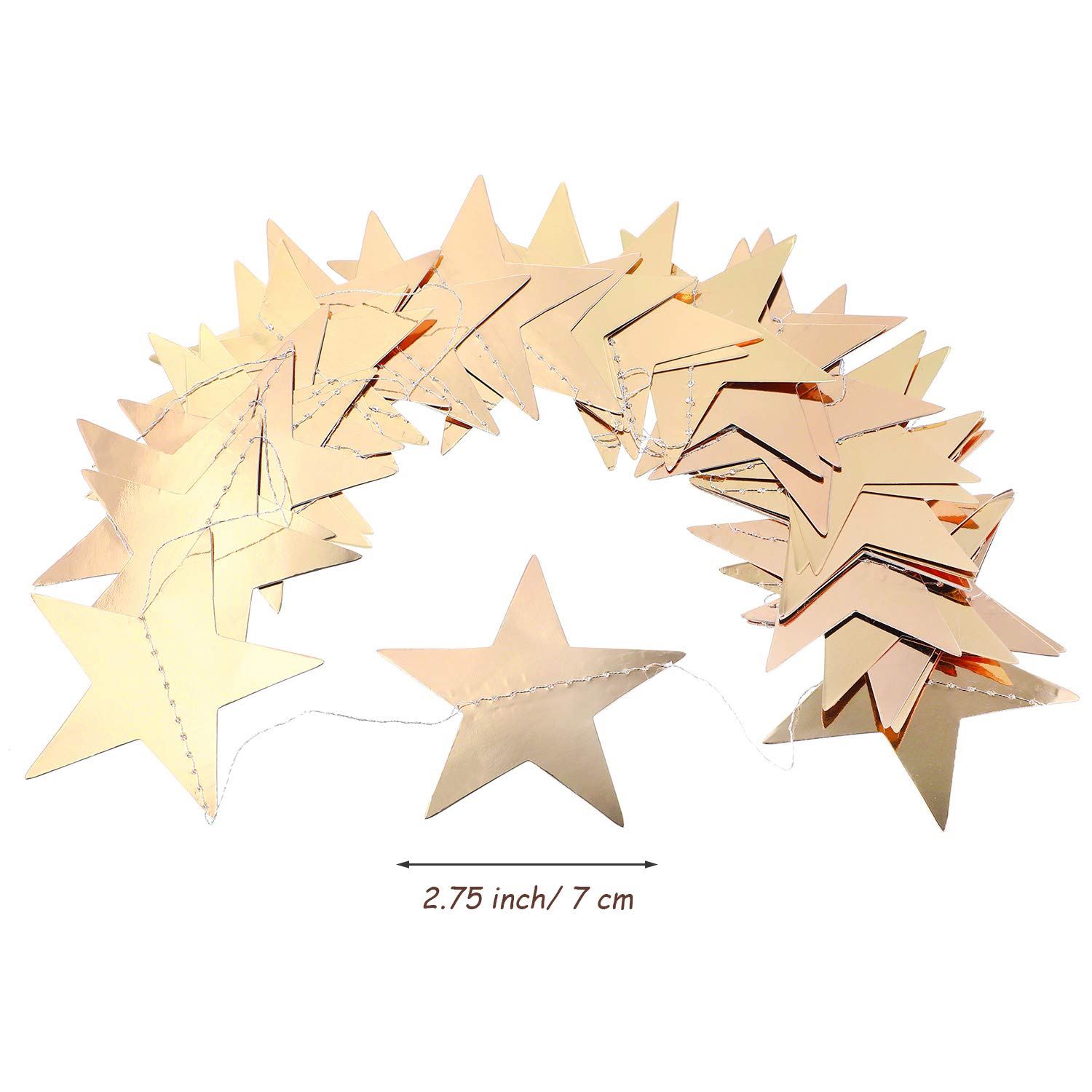 Patelai Glitter Star Garland Banner Decor 130 Feet Star Hanging Bunting Banner Twinkle Backdrop for Classroom Baby Shower Wedding Birthday Christmas Party Supplies(Champagne Gold)
