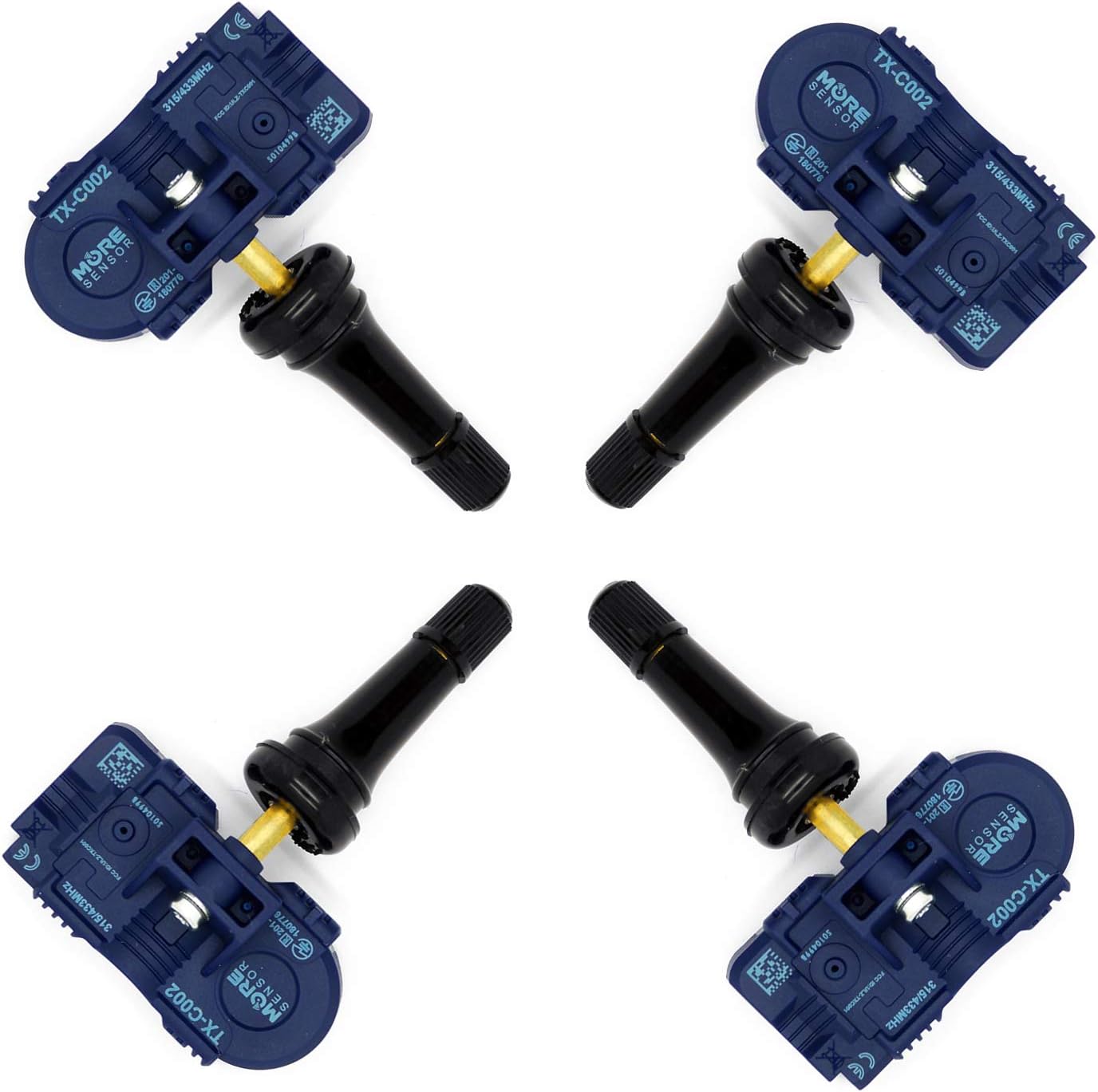MORESENSOR Compact PRO Series 315MHz TPMS Tire Pressure Sensor 4-Pack | Preprogrammed for Select 180+ Japanese Brand Models 42607-06020 | Rubber Valve Stem | KX-S010L/R-SN-4