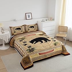 Black Bear Comforter Set Full Rustic Cabin Decor